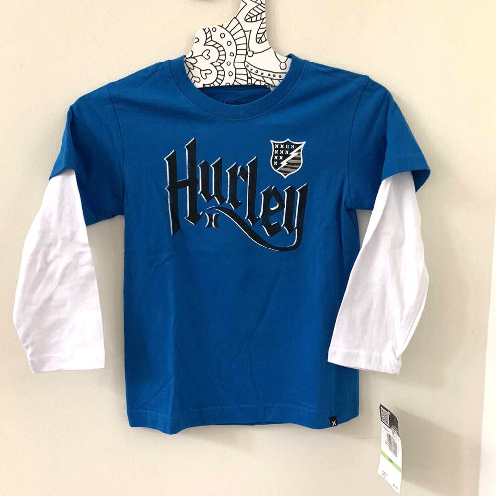 NWT Hurley Boys Two Layer Long Sleeve Cotton Shirt Kids Size 4